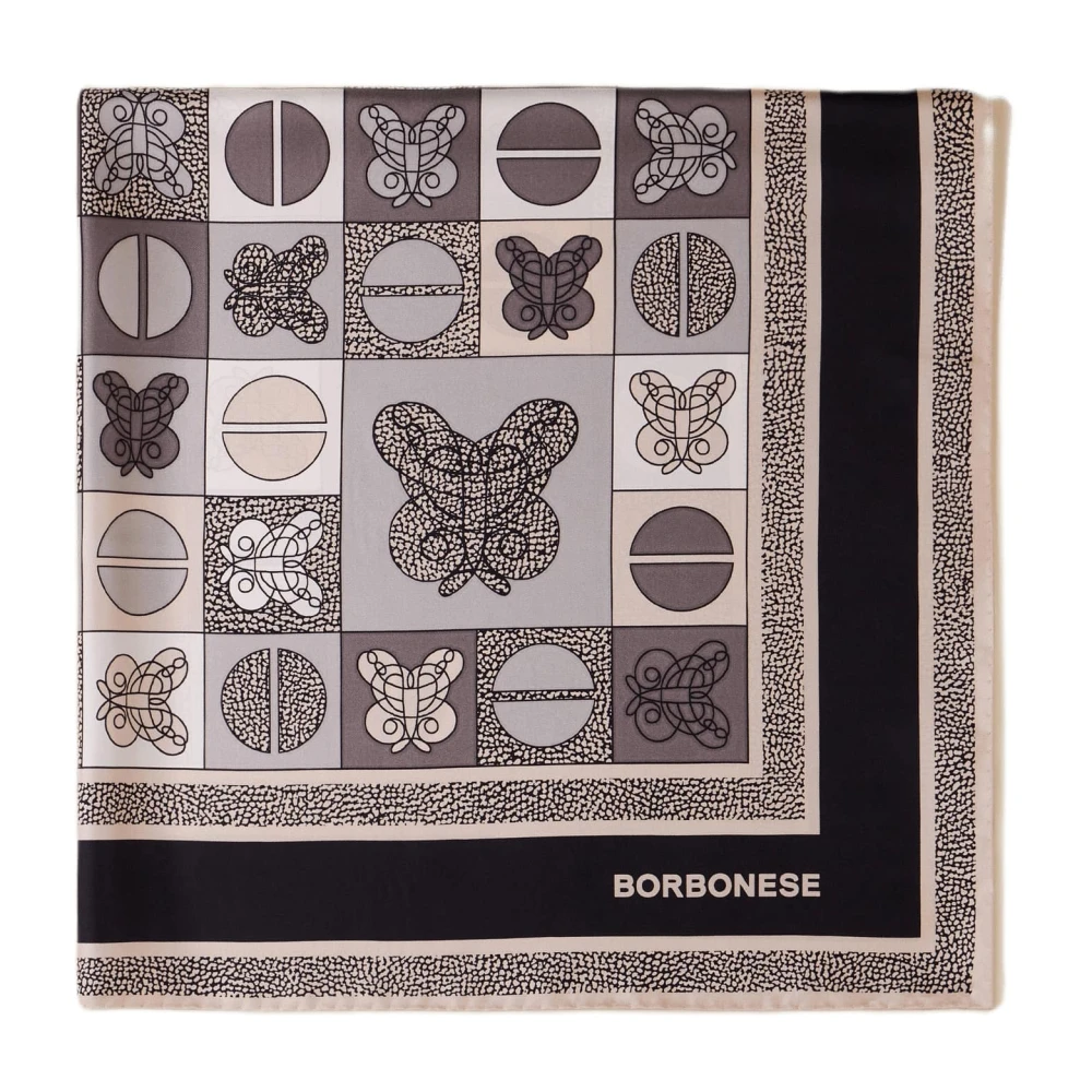 Borbonese Zijden vierkante sjaal met historische patronen Gray Dames