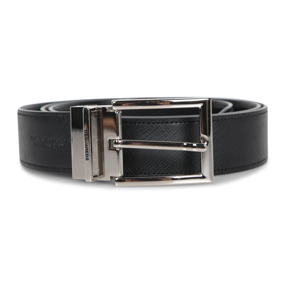 Dsquared2 Mannelijk Zwart Accessoires Heren, One Size, Leer, Elegante Leren Riem Met Gepolijste Gesp