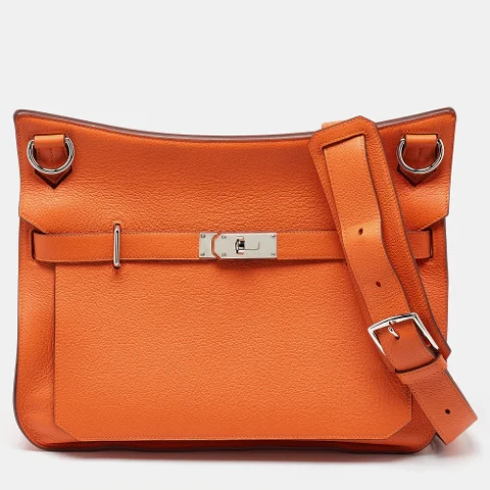 Hermès Vintage Pre-owned Leather crossbody-bags Orange Dames