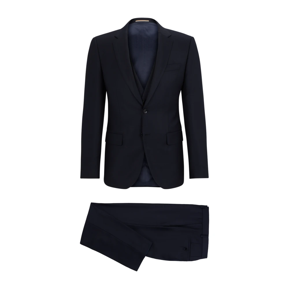 Hugo Boss Slim Fit Wollen Pak met 2 Knopen Blue Heren