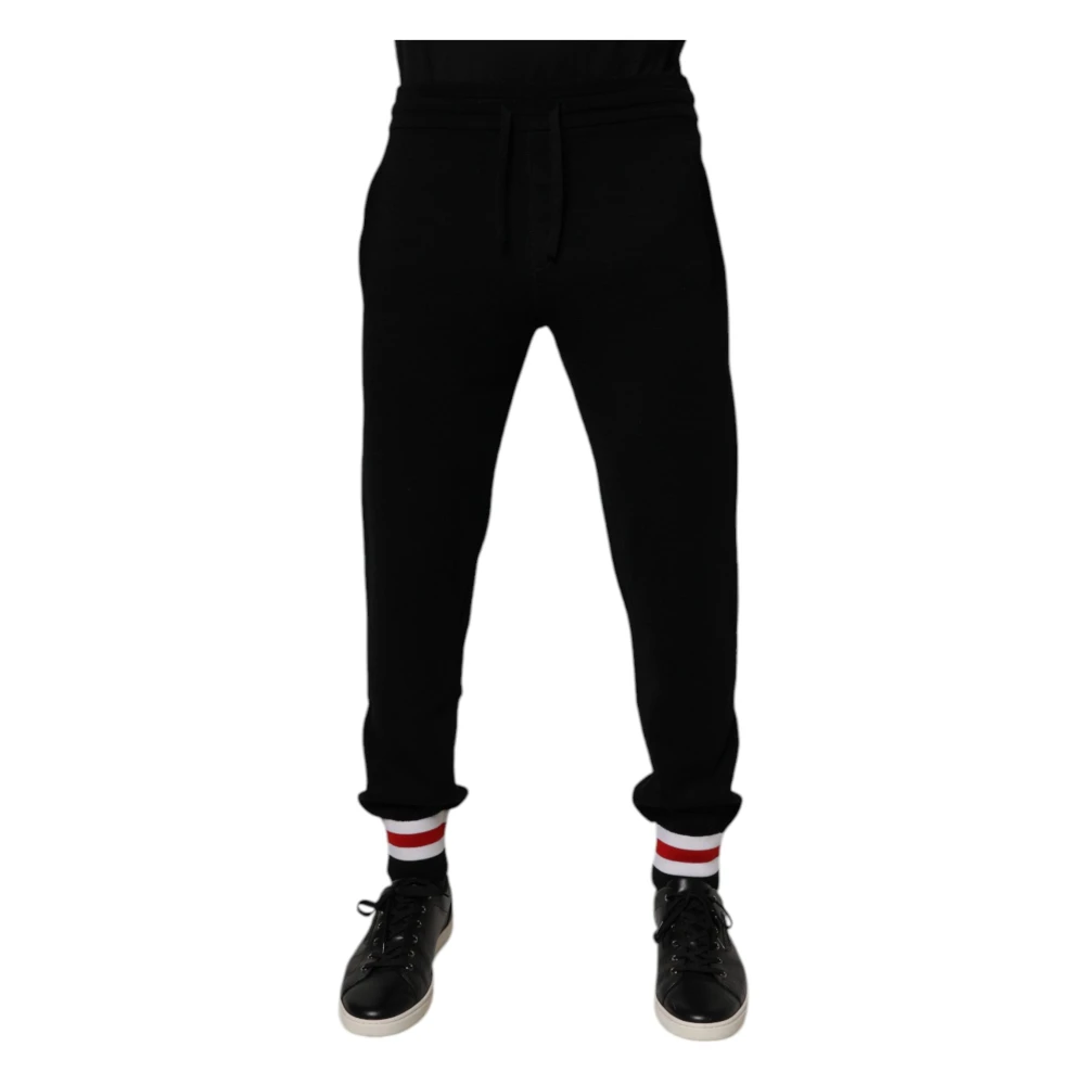 Dolce & Gabbana Men's Black Wool Jogger Joggers Extra Small