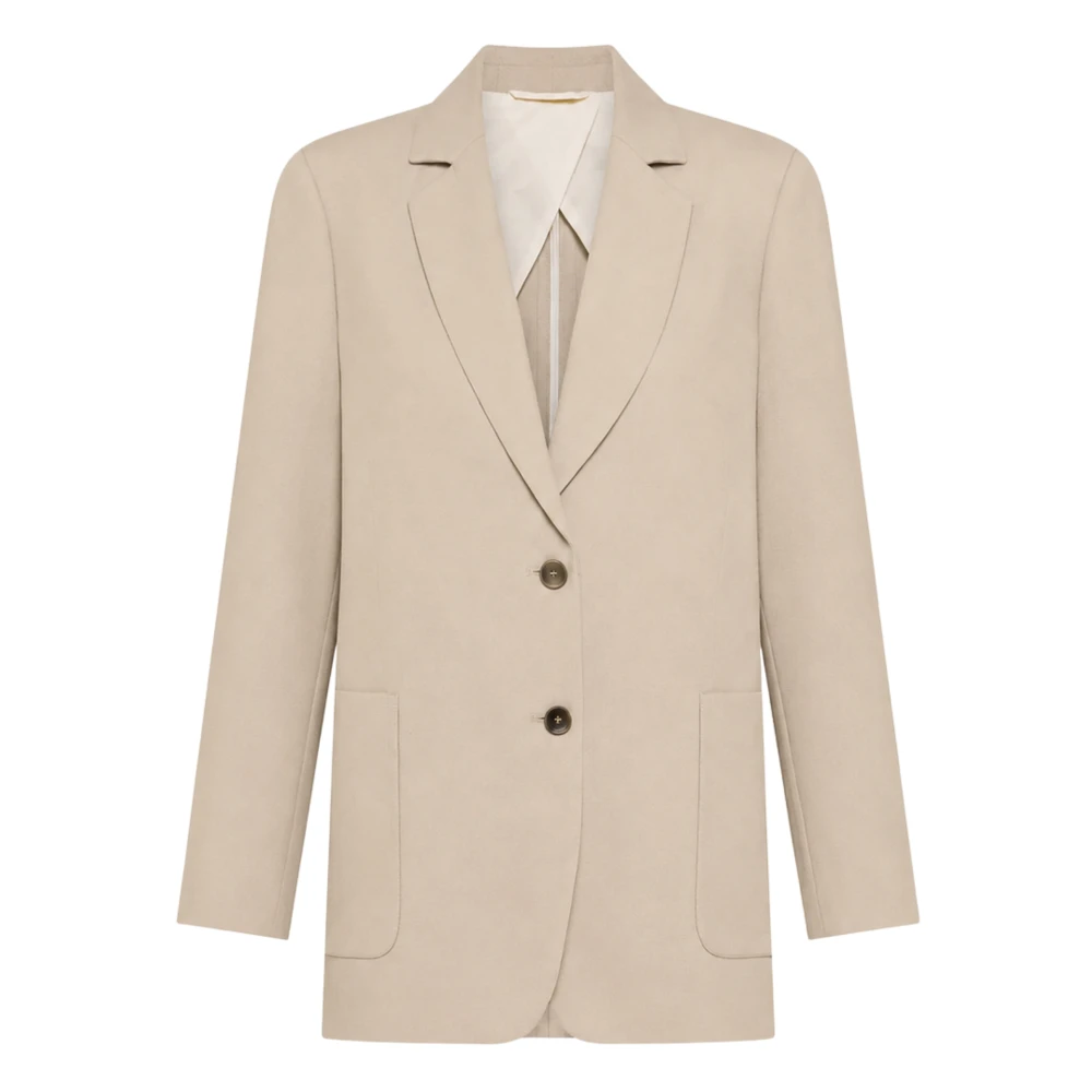 Seventy Vrouw Beige Jassen Dames, L, Linnen, Giacca Monopetto Due Bottoni In Lino