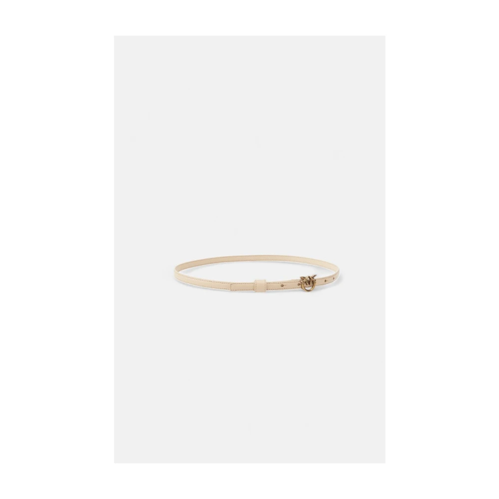 pinko Love Berry Leren Riem Beige Dames