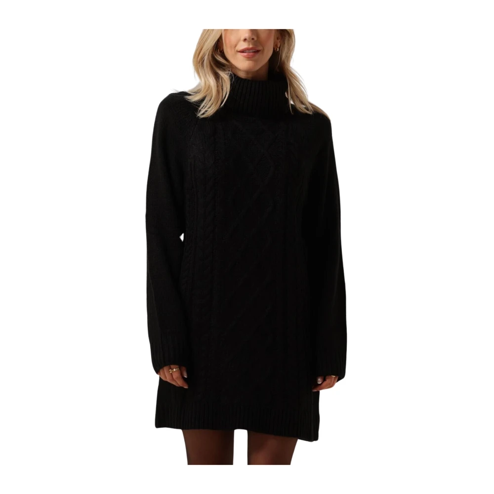 Notre-v Zwarte Kabel Gebreide Mini Jurk Black Dames