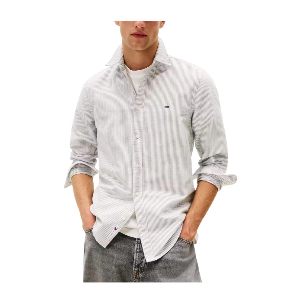 Tommy Hilfiger Men's Blue Slim Stripe Shirt Classic Design