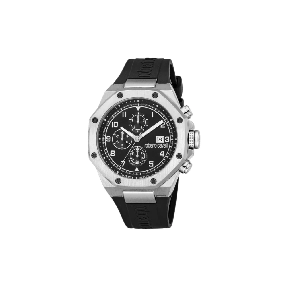 Roberto Cavalli , Watches, Male, Black, One Size, Octagonal Chronograph Watch