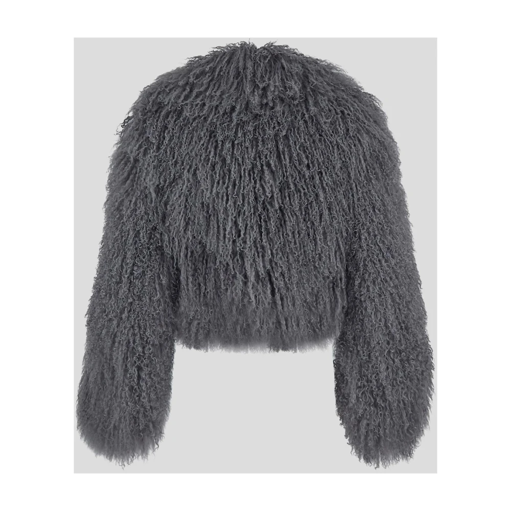 Salvatore Santoro Bont Cropped Jas Schaap Stijl Gray Dames
