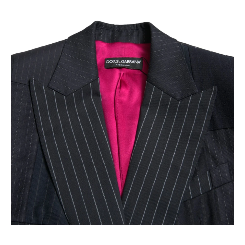 Dolce & Gabbana Elegante Gestreepte Wollen Blazer Black Dames