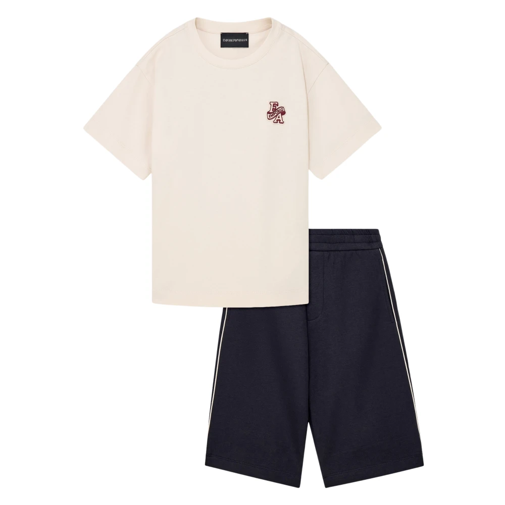 Emporio Armani T-Shirt And Shorts Set - Unisex - Kids Sets - Beige - 6 Y | 116 Cm - Kids