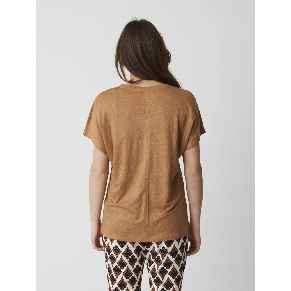 Alpha Studio Dames V-Hals T-Shirt Brown Dames