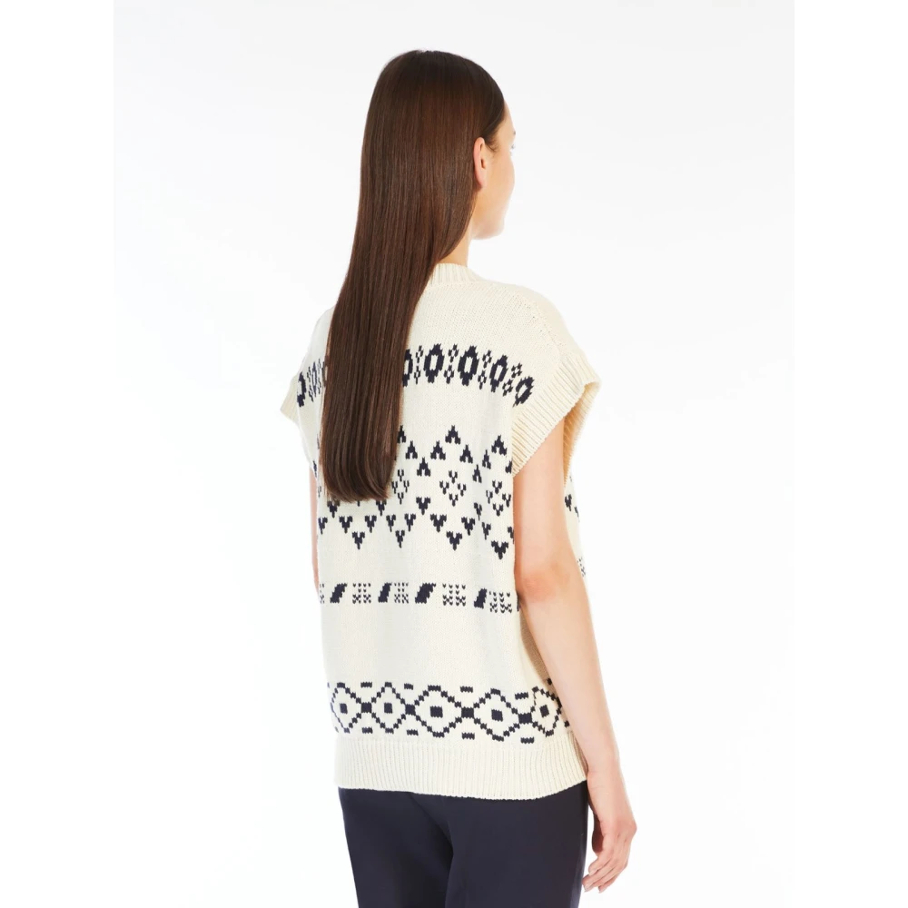 Max Mara Weekend Zwarte Oversized Katoenen Trui White Dames