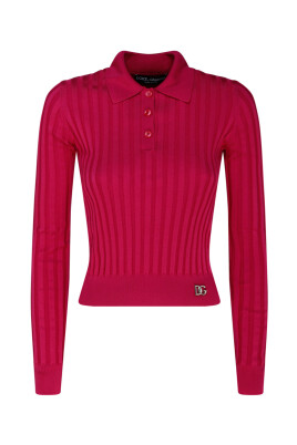 polo-court-fuchsia-en-soie-cropped-dolce-andamp-gabbana