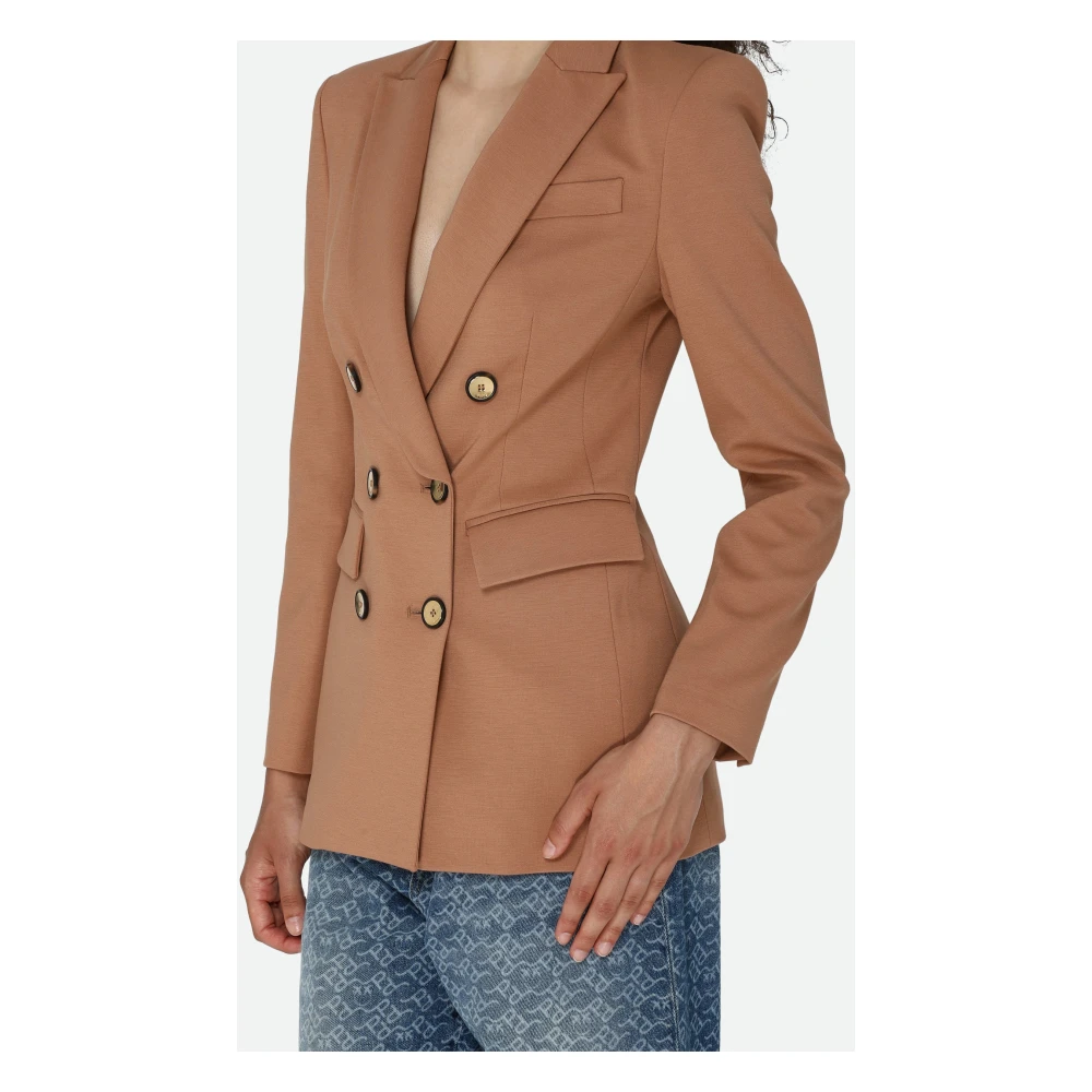 pinko Bruine Double-Breasted Blazer met Zakken Brown Dames