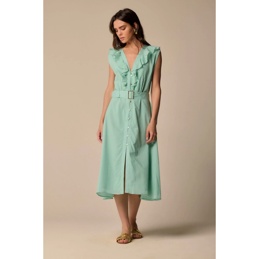 Kocca Elegante Midi Jurken voor Vrouwen Green Dames