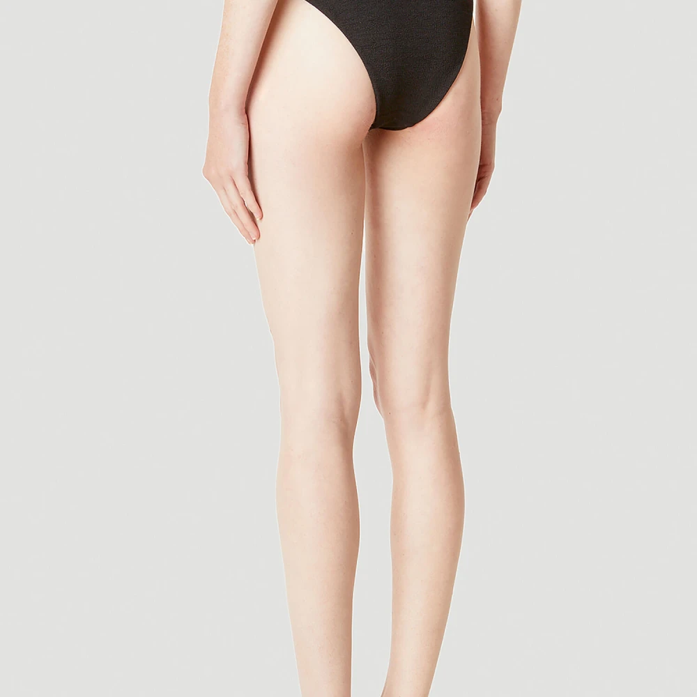 Ziah 90s High Waisted Bouclê Bikini Bottoms Black Dames