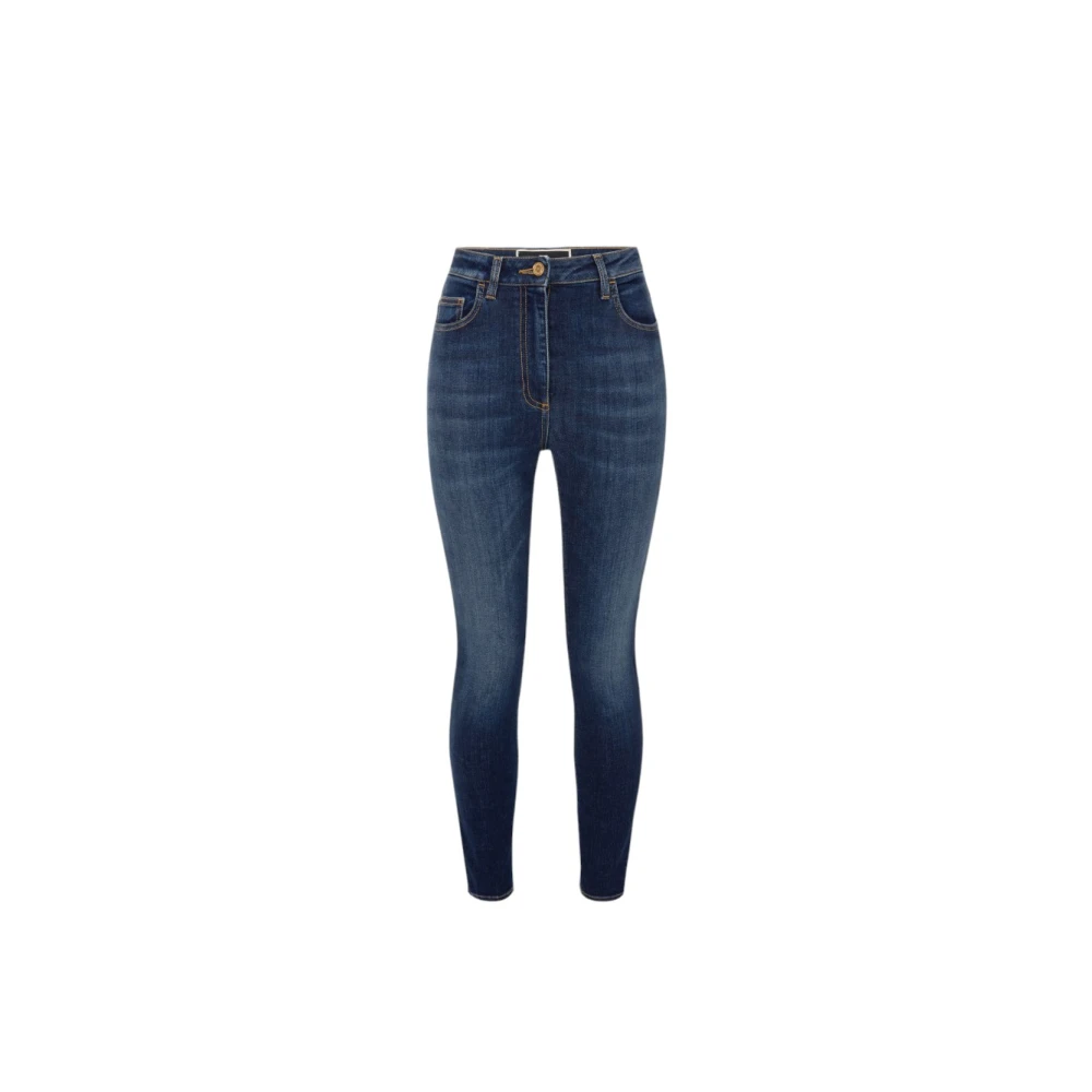 Elisabetta Franchi Hoge taille slim jeans Blue Dames