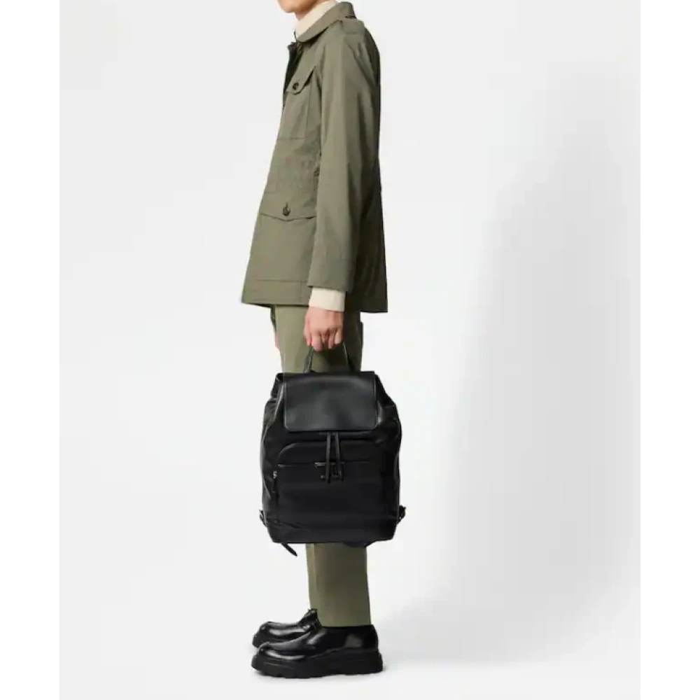 TOD'S Zwarte kalfsleren rugzak met T Timeless Black Heren