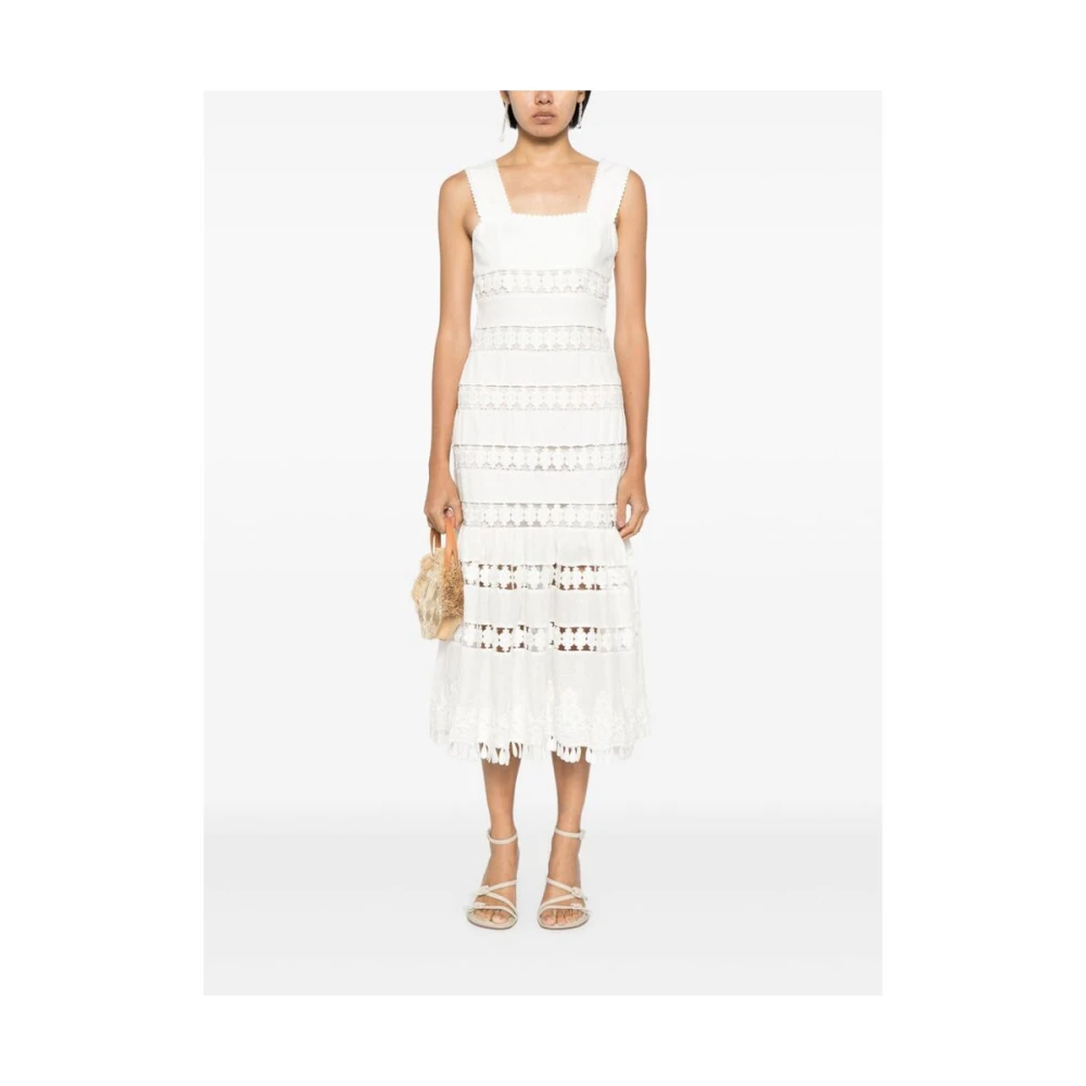 Zimmermann Witte Mouwloze Uitlopende Jurk White Dames