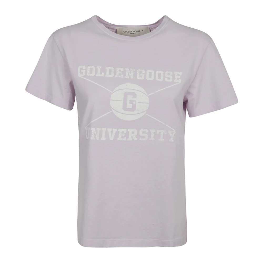 Golden Goose Lavendel T-shirt Chic Logo Print Purple Dames