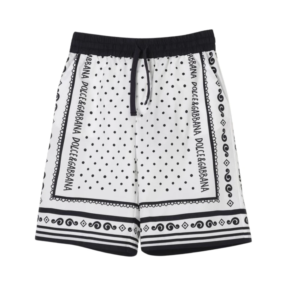 Dolce & Gabbana Unisex White Polka Dot Bandana Shorts