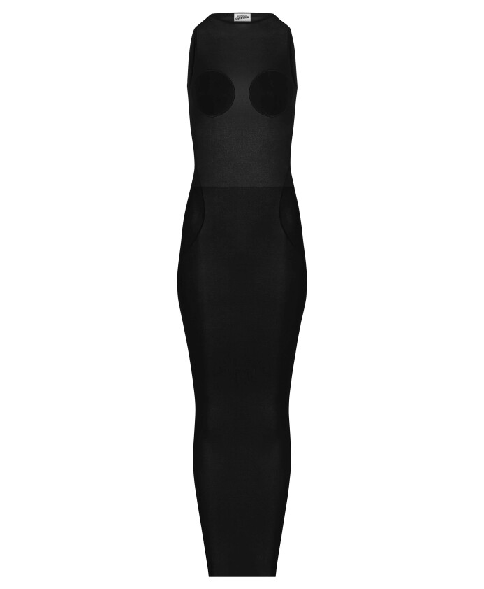 black-sleeveless-floor-length-dress