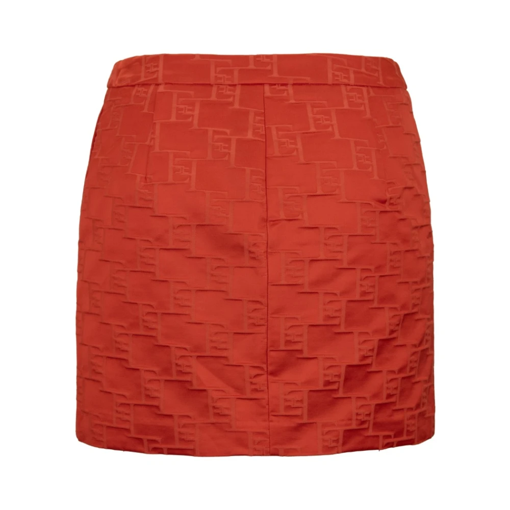 Elisabetta Franchi Korte Rok Rits Haak Knoop Orange Dames