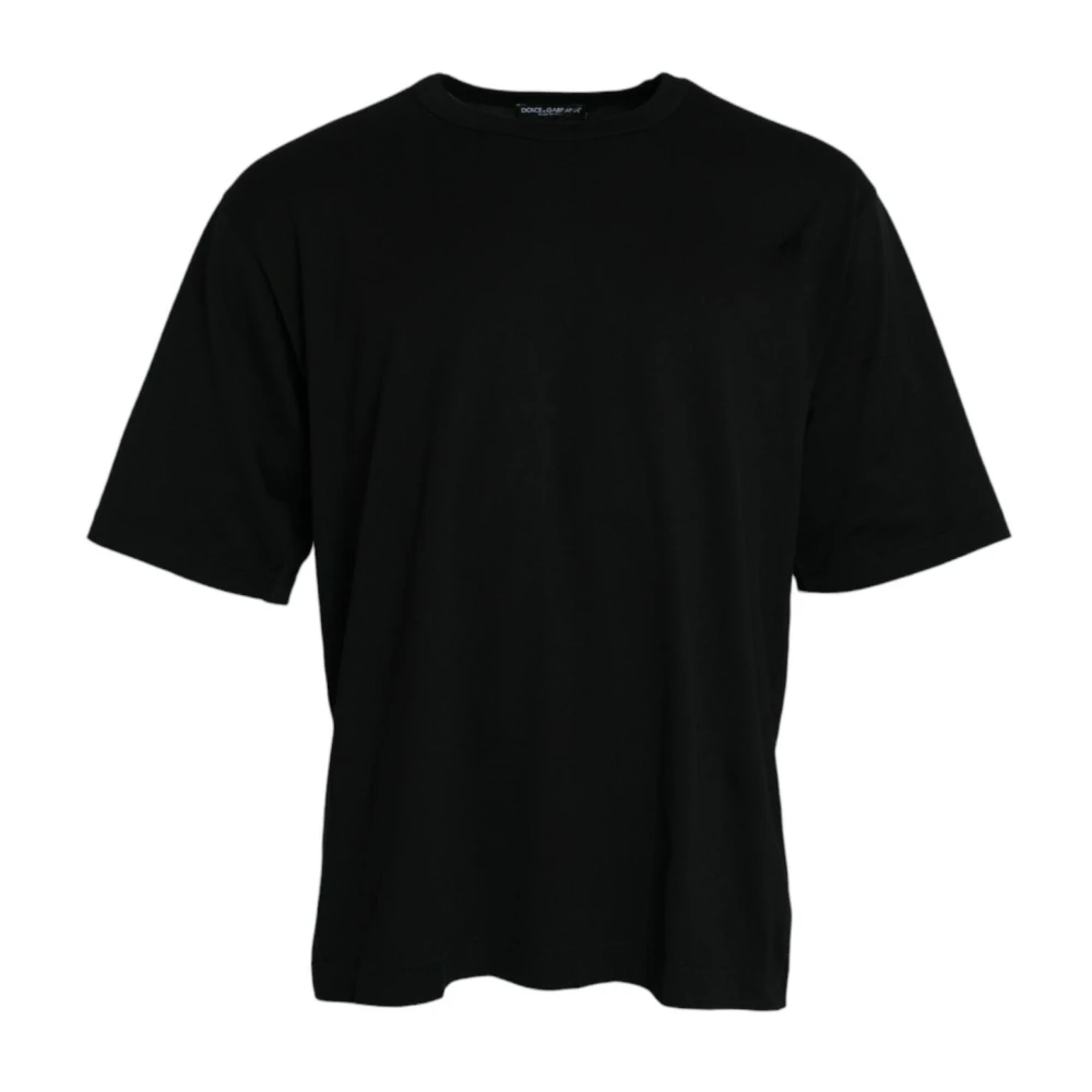 Dolce & Gabbana Men's Black Embossed Logo Crew Neck T-Shirt