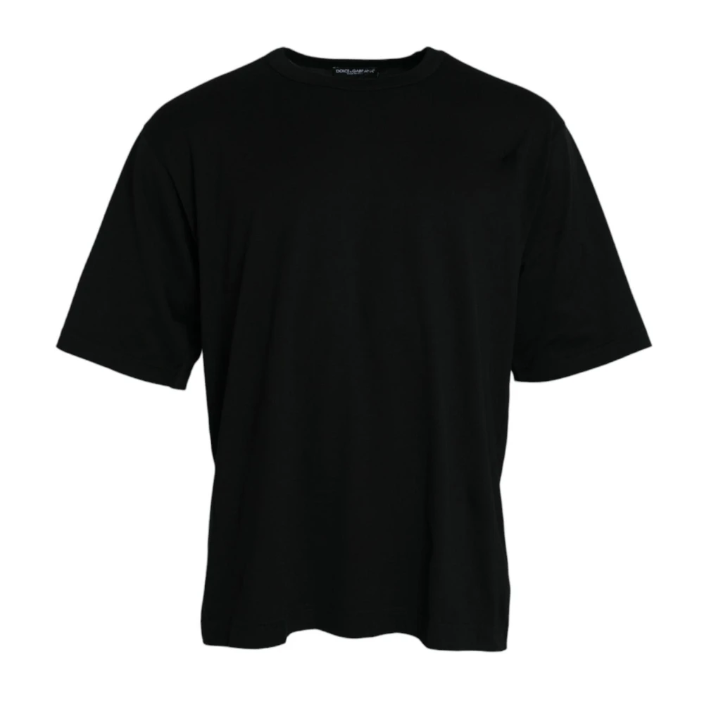 Dolce & Gabbana Zwarte reliëf logo ronde hals T-shirt Black Heren