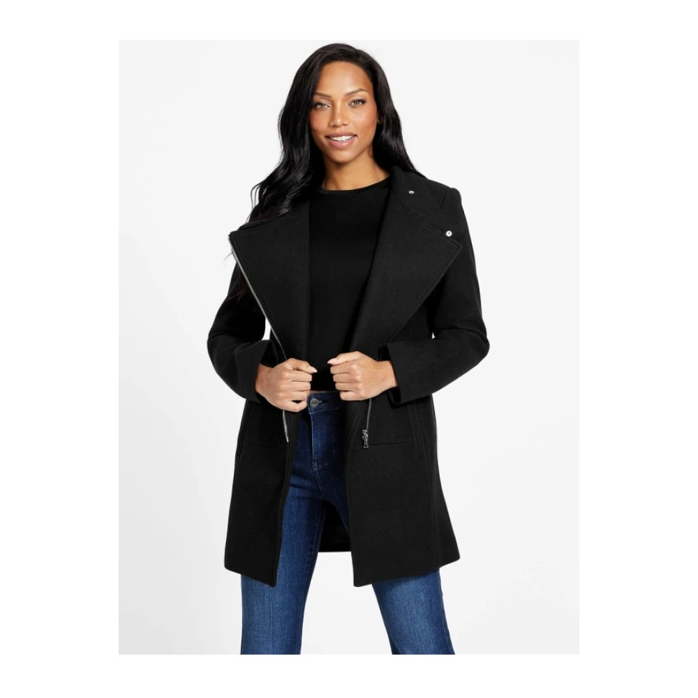 Guess 2-in-1 Jas met Capuchon Black Dames