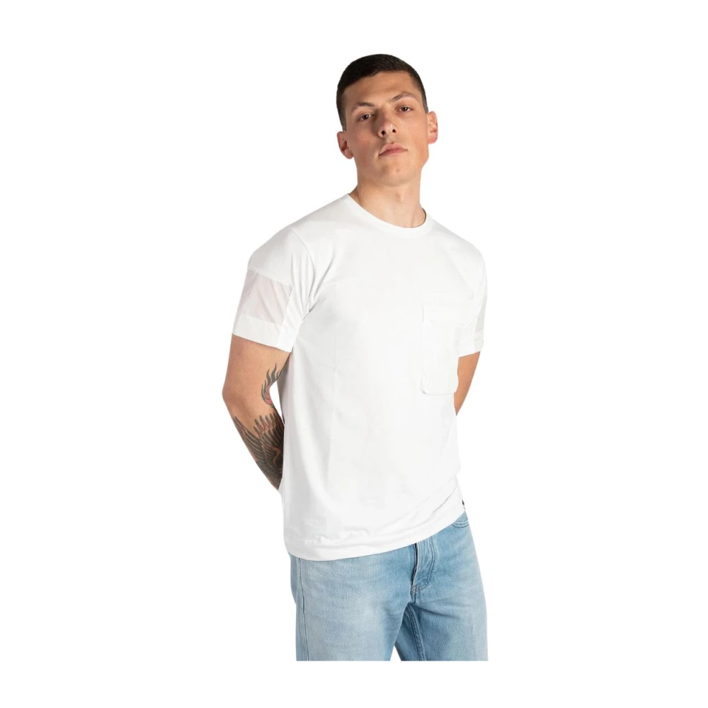Duno Ademend katoenen T-shirt met voorzak White Heren