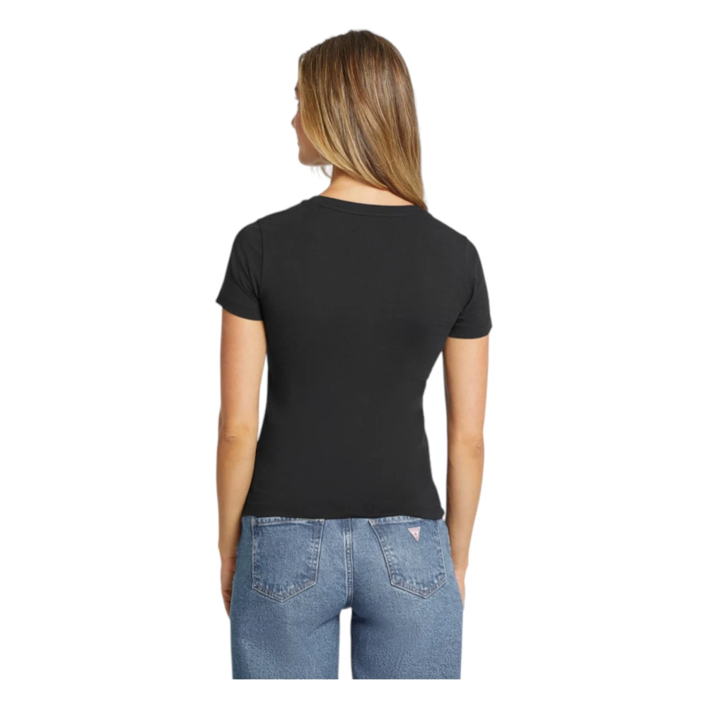 Guess Organische katoenen Slim Fit T-shirt Black Dames