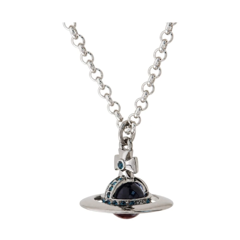 Vivienne Westwood Man. New Tiny Orb Pendant Necklace Ruthenium-platinum-montana-crystal-blue-cz Ruthenium-platinum-montana-crystal-blue-cz Men - Image 2