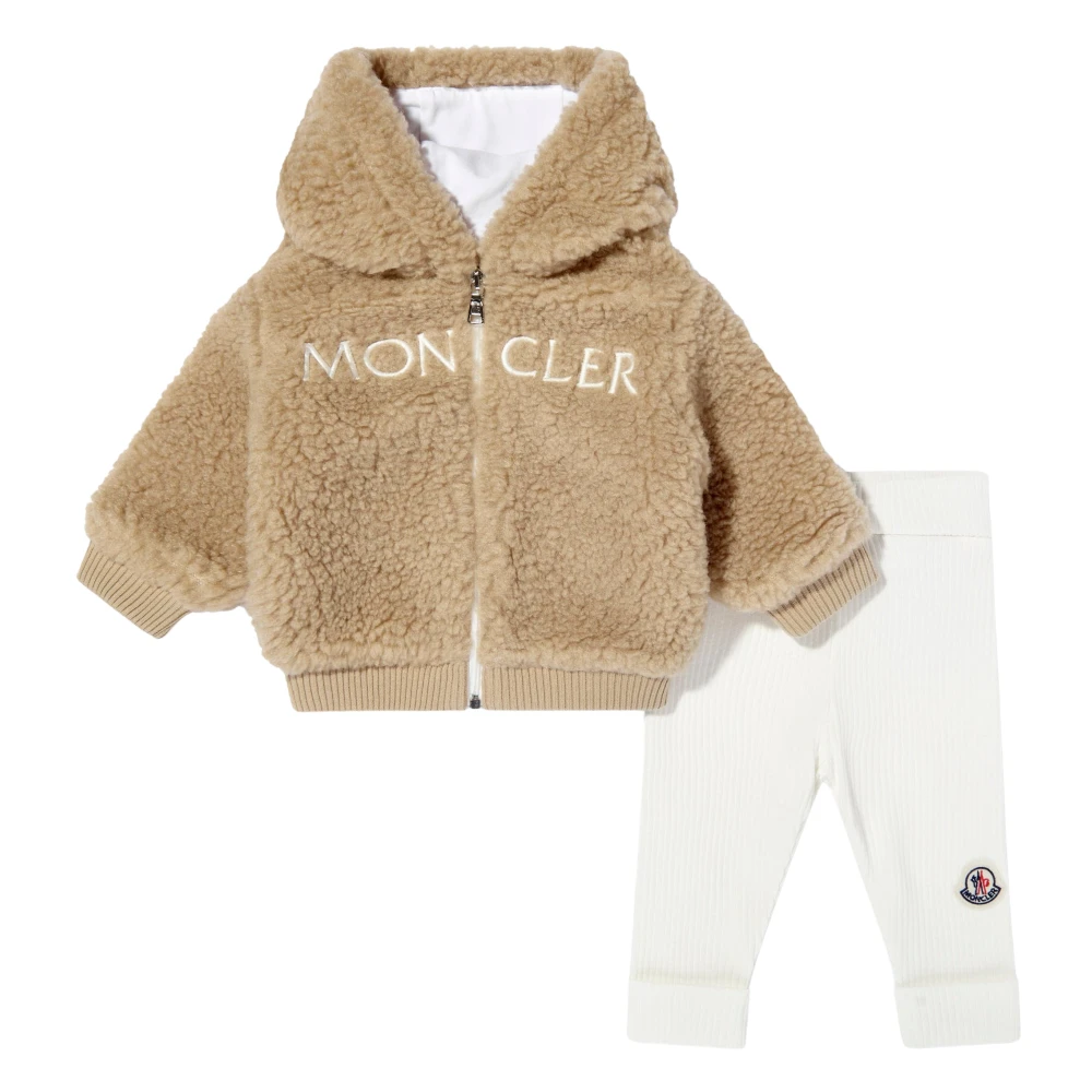 Moncler Unisex Kids Multicolor Kids Sets,, Luxurious Teddy Fleece Outfit Set In Beige Medium