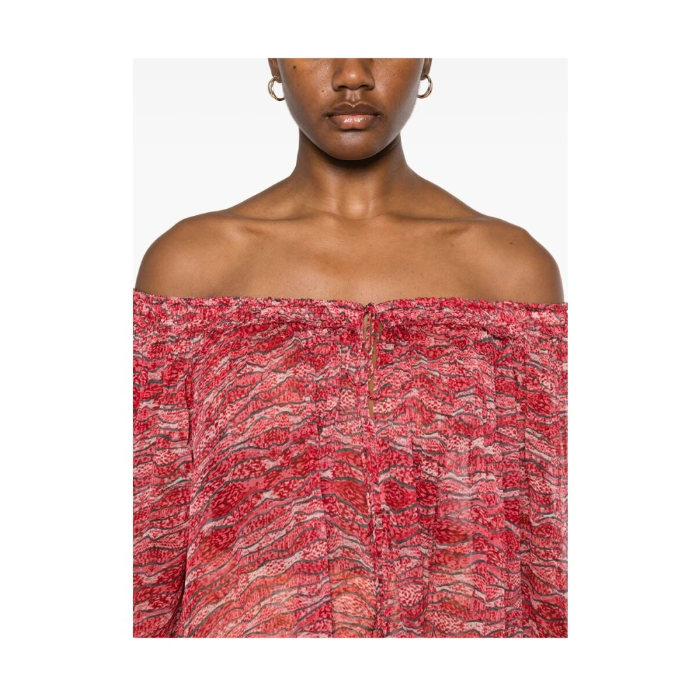 Isabel Marant Étoile Klaprood Off-Shoulder Elastische Top Pink Dames