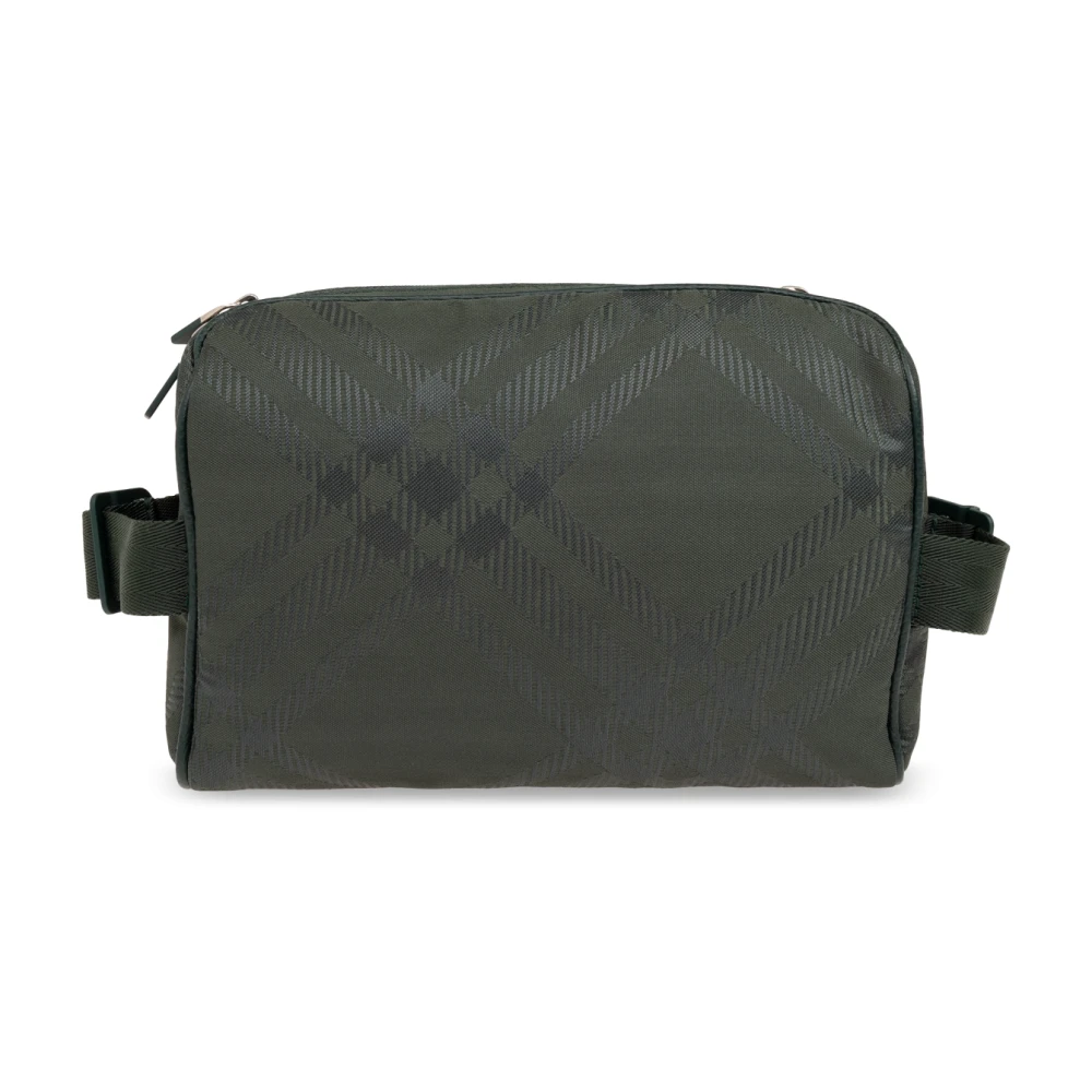 Burberry Men's Green Check-Jacquard Zipped Belt Bag