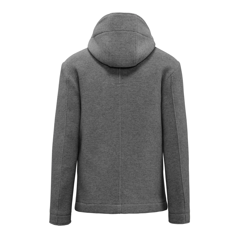 BomBoogie Korte dubbelrijige wollen jas met capuchon Gray Heren