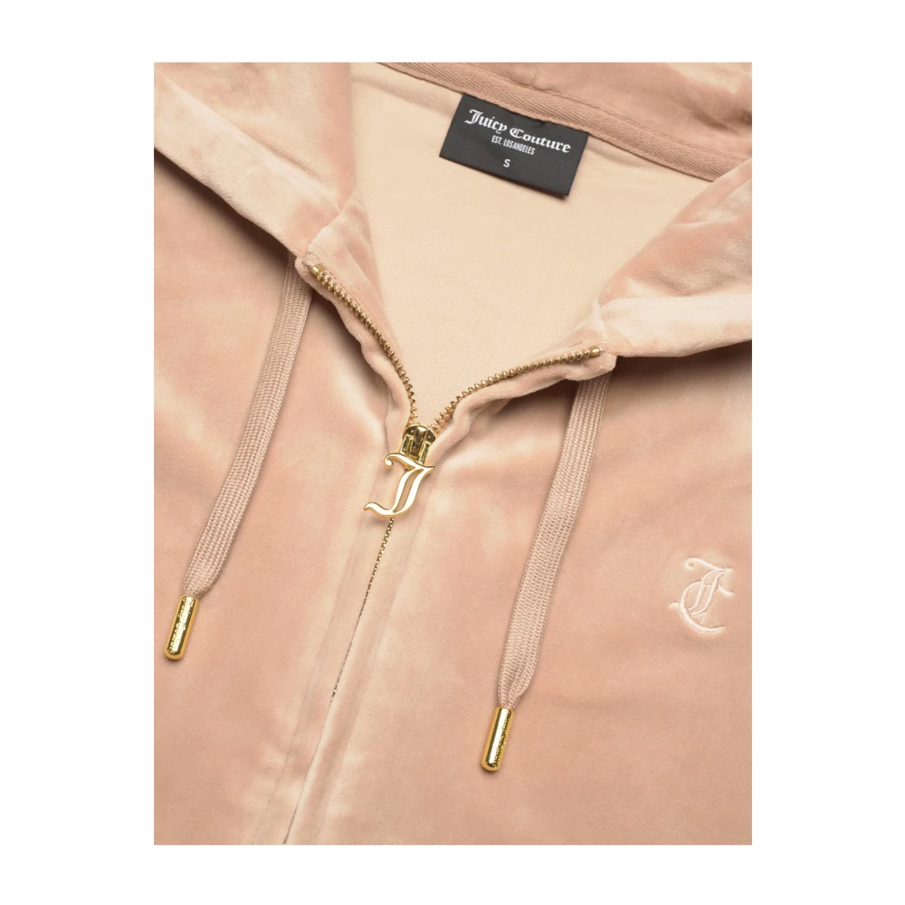 Juicy Couture Bruine Velours Hoodie met Gotisch Detail Brown Dames
