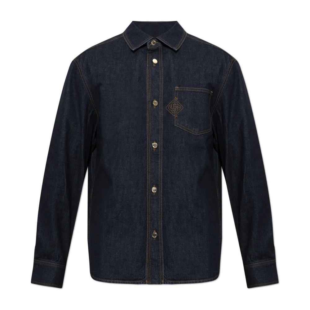 Casablanca Denim Shirt With Pocket - Male - Denim Shirts - Blue - M - Shirts