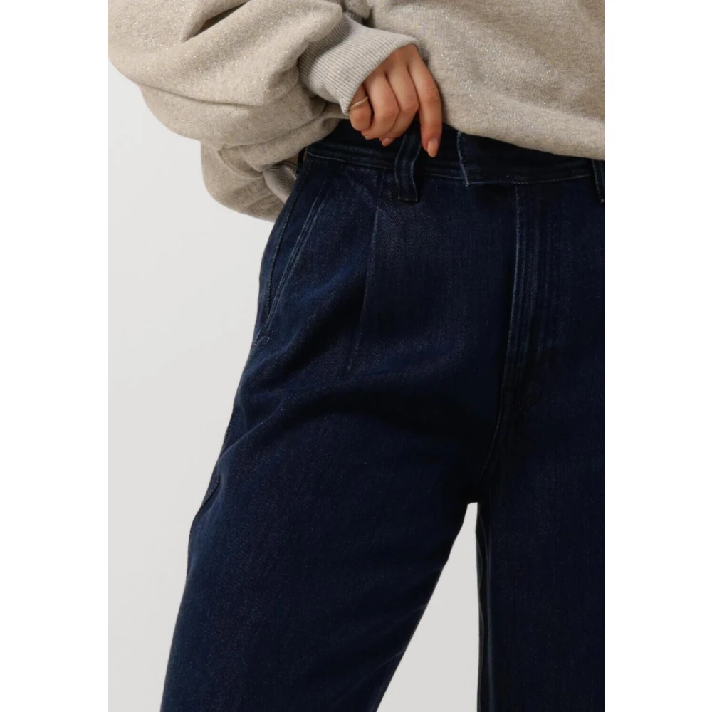 7 For All Mankind Geplooide Broek Stormy Wijde Jeans Blue Dames