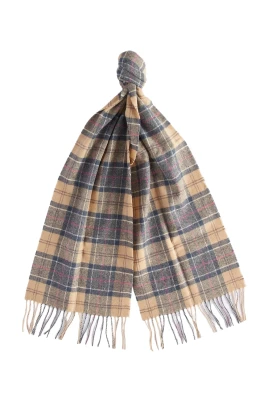 Mönstrad ullscarf med fransade kanter