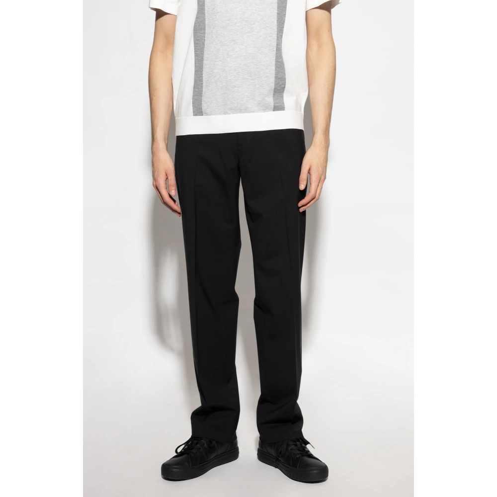 Theory Wollen broek met vouw Black Heren
