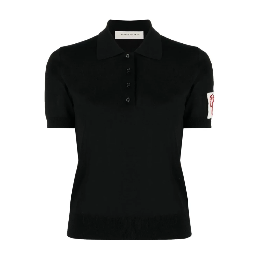 Golden Goose Women's Black Polo Knit T-Shirt - Polo Shirts - Xs - Tops