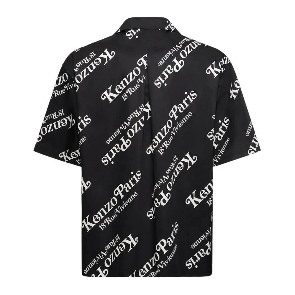 Kenzo Zwarte Katoenen Shirt met Logo Print Black Heren