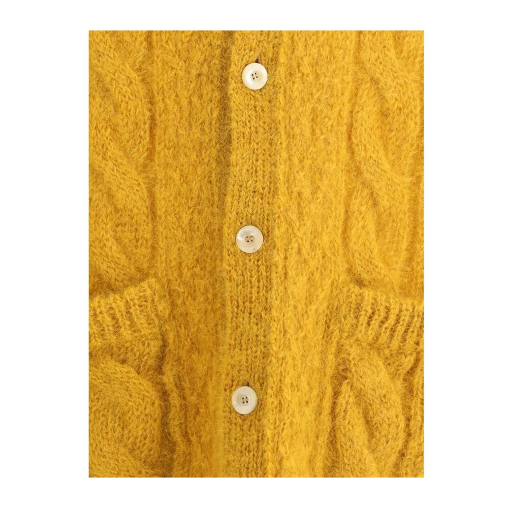 Valentino Gevlochten Wol Maxi Vest Yellow Heren