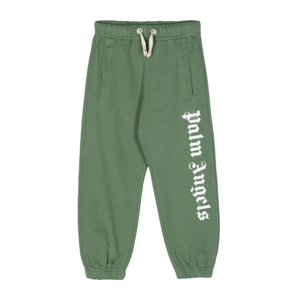 Palm Angels Boys Green Sweatpants, 8 Y, Logo Joggers
