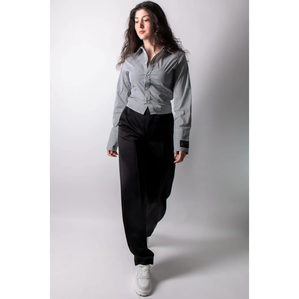 JW Anderson Houtskool Witte Krimpende Overhemd Multicolor Dames