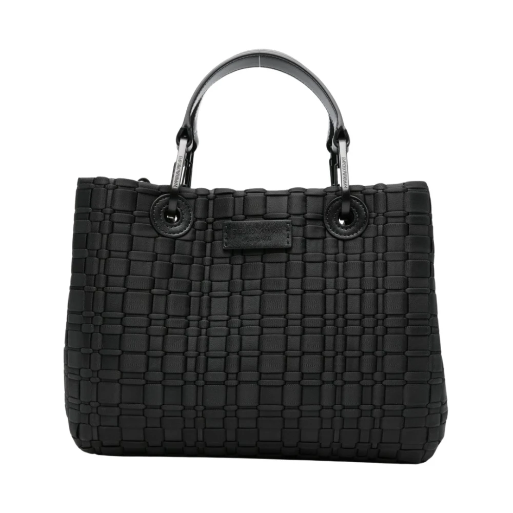 Emporio Armani Vrouw Zwart Tassen Dames, One Size, Leer, My Ea Kleine Shopper Tas