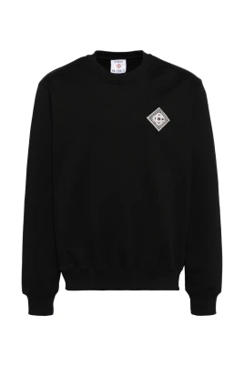 Logo Patch Sweatshirt Svart Ekologisk Bomull