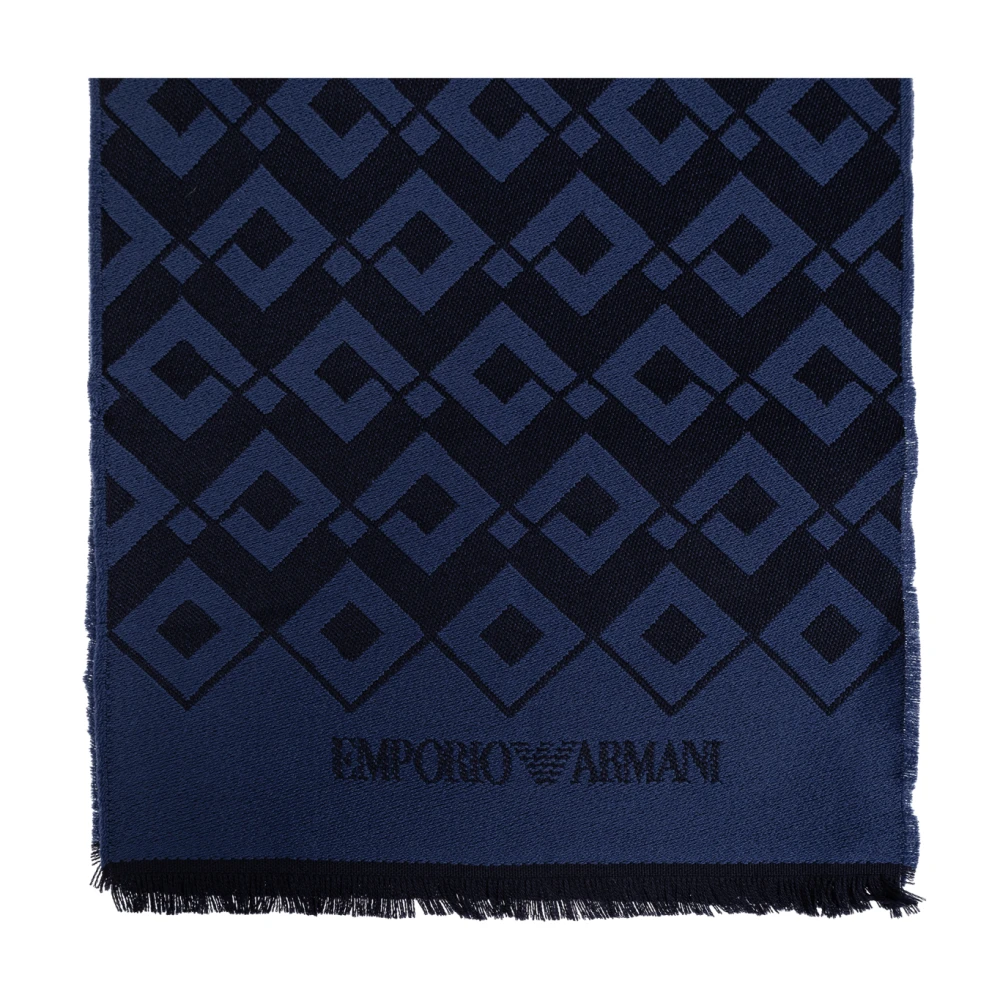 Emporio Armani Sjaal met decoratief patroon Blue Heren