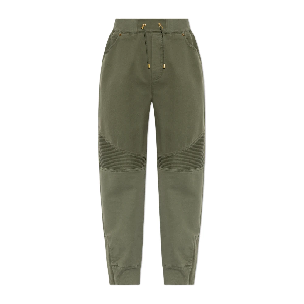 Balmain Wijde denim- en jerseyjeans Green Heren